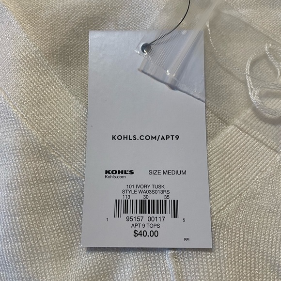 NWT Apt. 9 Cream V-Neck Rib Tunic Sweater Size M - Picture 4 of 6